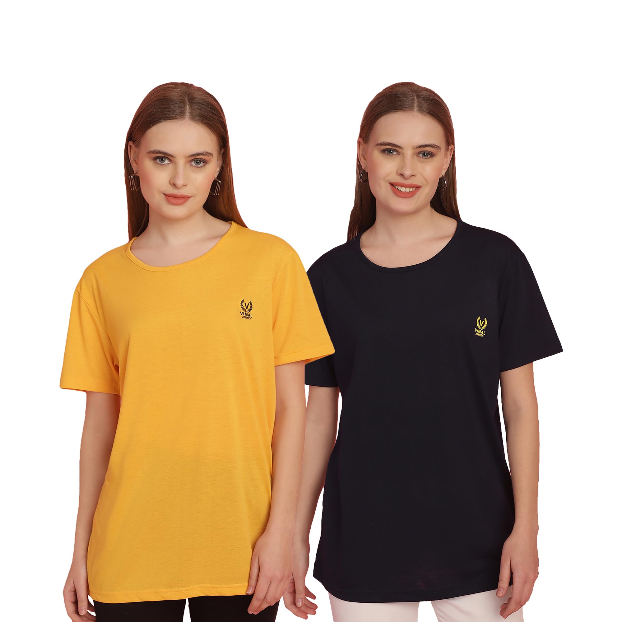 mack jonney Solid Round Neck Cotton Half Sleeves Tshirt for Women(Pack of 2)-MACK631710-picture-40