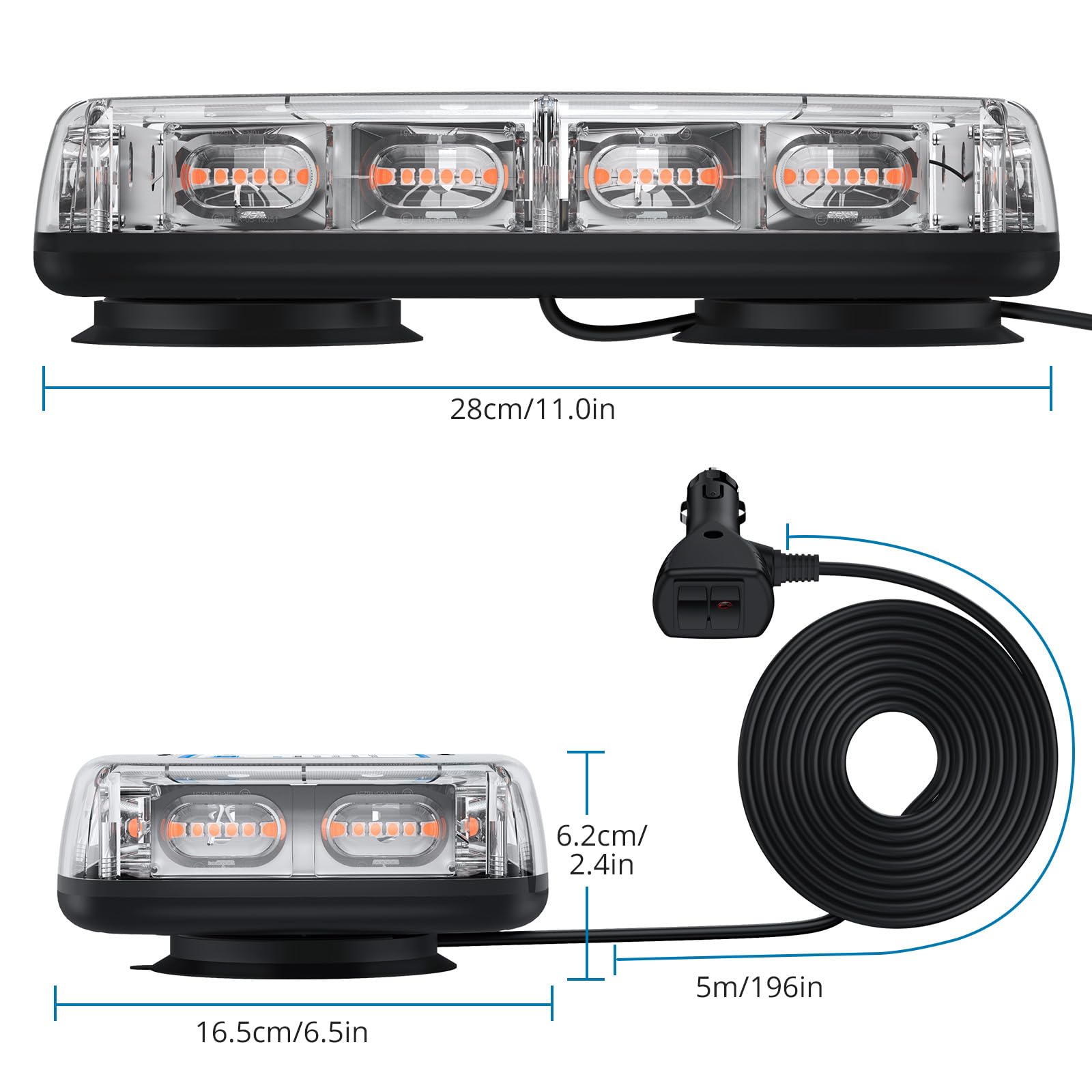 AUTOUTLET Lampeggiante Rotante Magnetico 48W Luce Stroboscopica Doppia E-Marcata 10-30V 3030LED Lampada Perline Auto