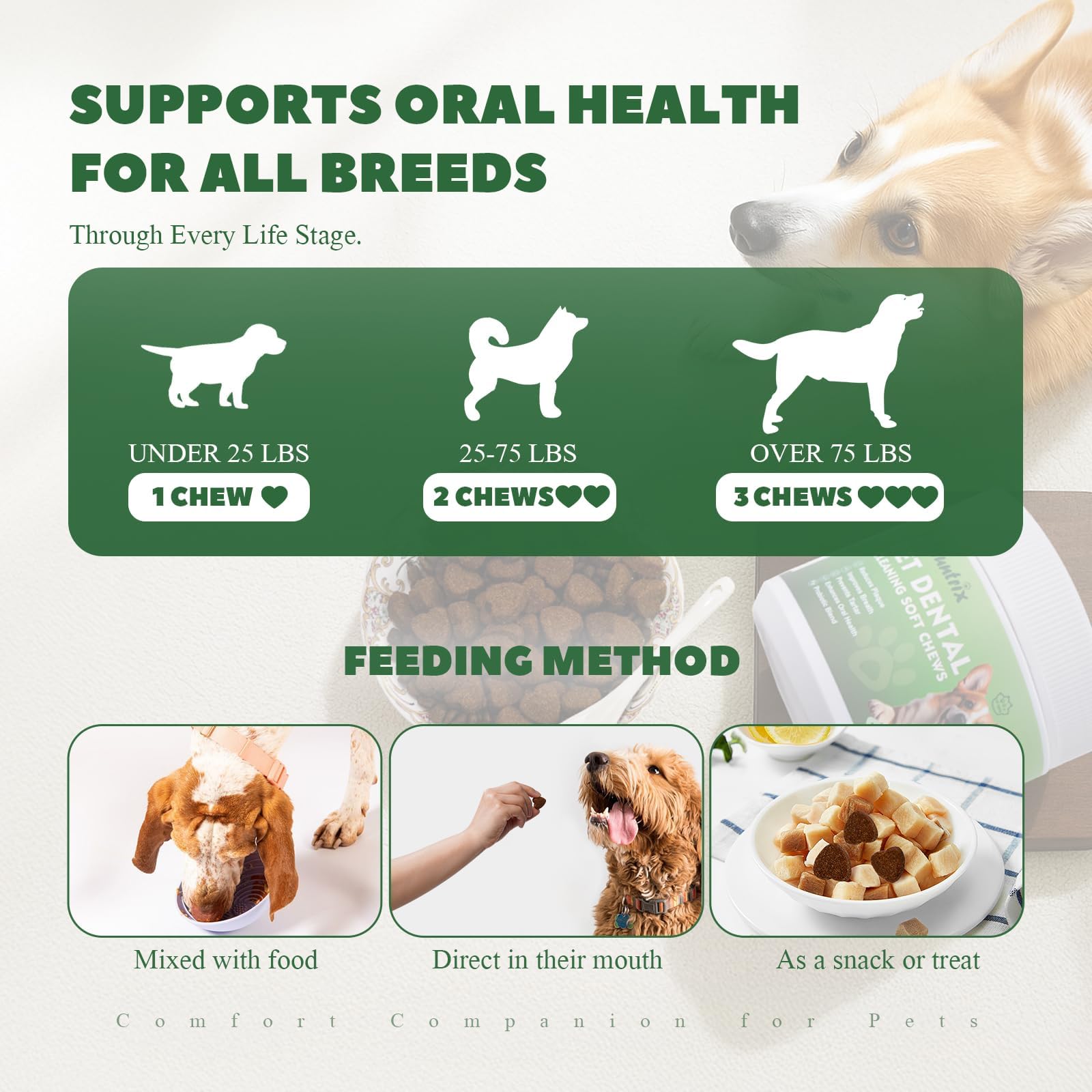 Dog Teeth Cleaning Chews, Dog Dental Chews for Plaque & Tartar Control with Natural Enzymes, Dental Care for Dogs with Probiotic, Fresh Breath for Small Medium Large Dogs - image 6