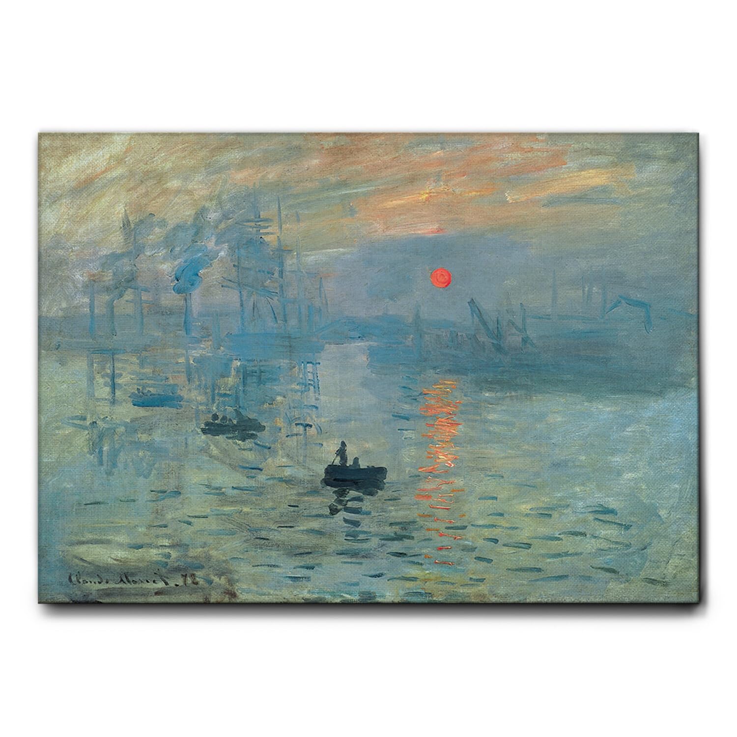Giallobus - Cadre - Claude Monet - Coucher de soleil sur la mer - Toile - 100x70 - Prêt à accrocher - Peintures modernes pour la maison
