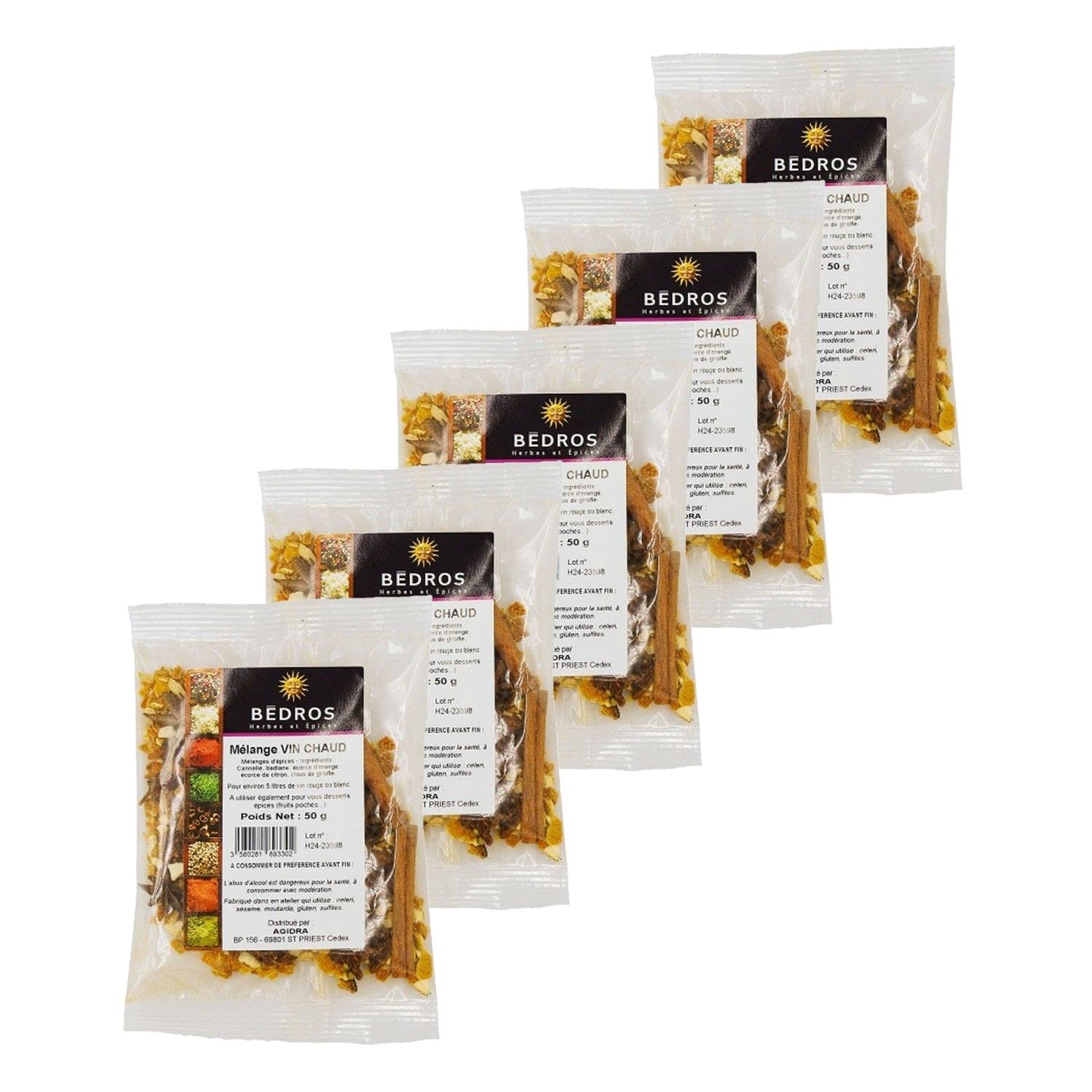 Lote de 5 mezclas de especias para vino caliente – Bolsa de 50 g
