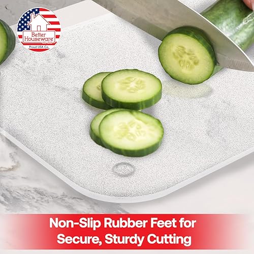 Miniatura 5 de Better Houseware Tabla de cortar acrílica, 14 x 10 pulgadas, sin BPA, patas de goma antideslizantes, acabado de guijarros, resistente a los