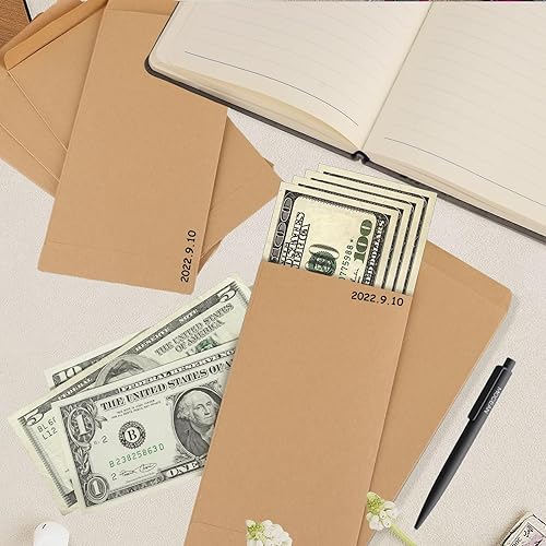 Miniatura 7 de Paquete de 300 sobres de dinero de 3.5 x 6.5 pulgadas, sobres pequeños para ahorro de dinero, 7 sobres para dinero en efectivo, consejos, cheques,
