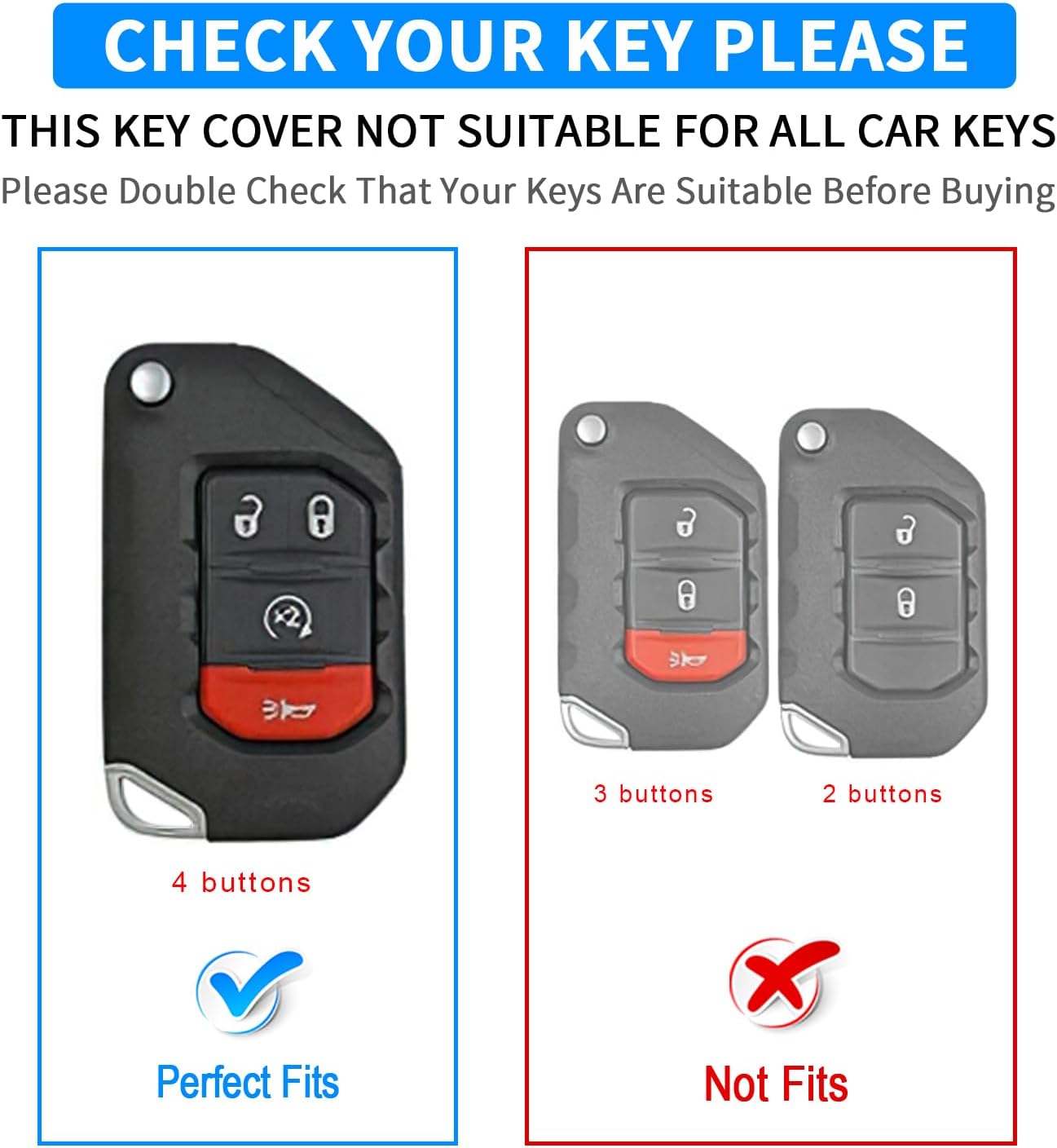 QBUC for Jeep Key Fob Cover with Keychain (light pink) image 2