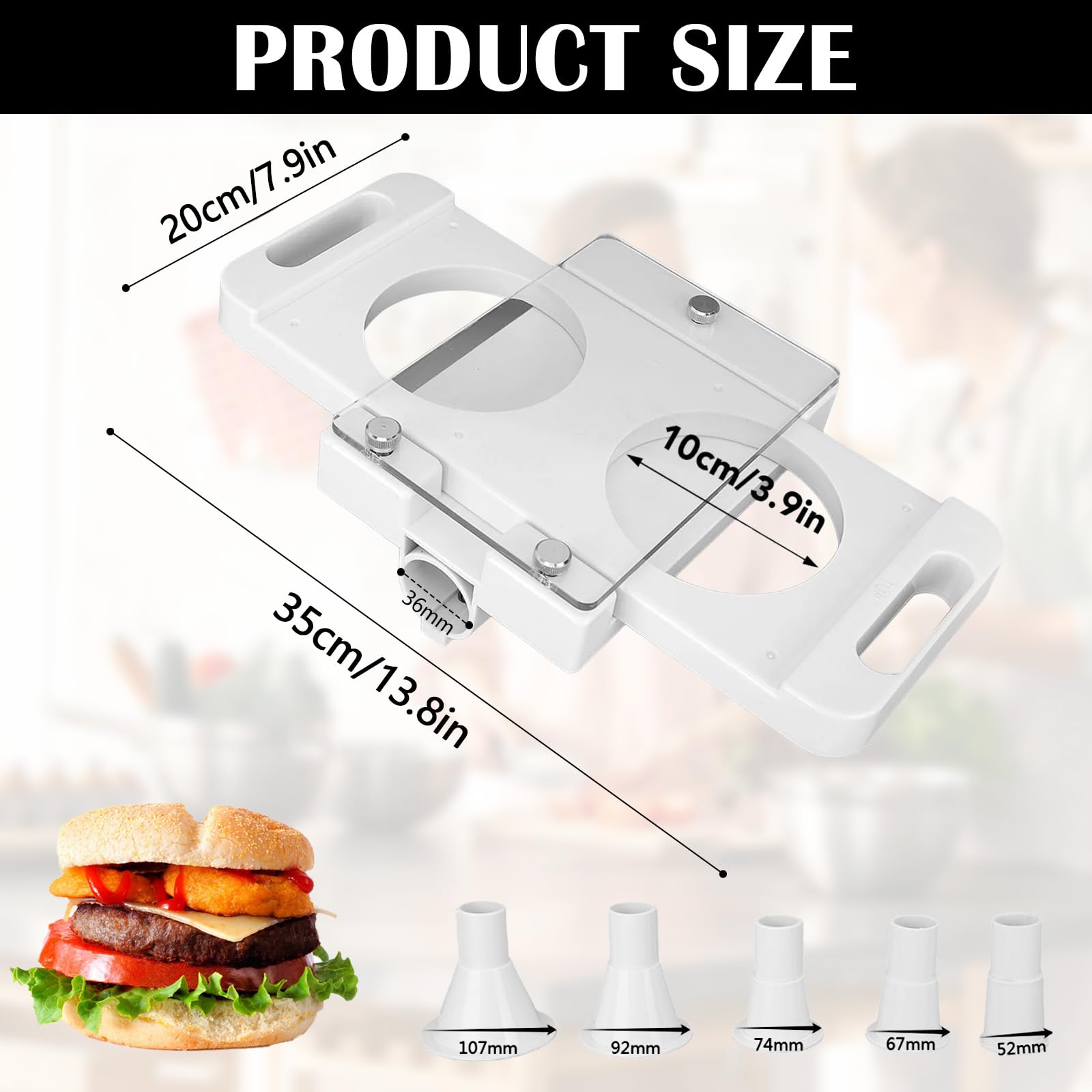 Pressa per Hamburger, Macchina per Smash Burger Press Automatica, Processore per la Formatura di Carne con 5 Tubi Adattatori