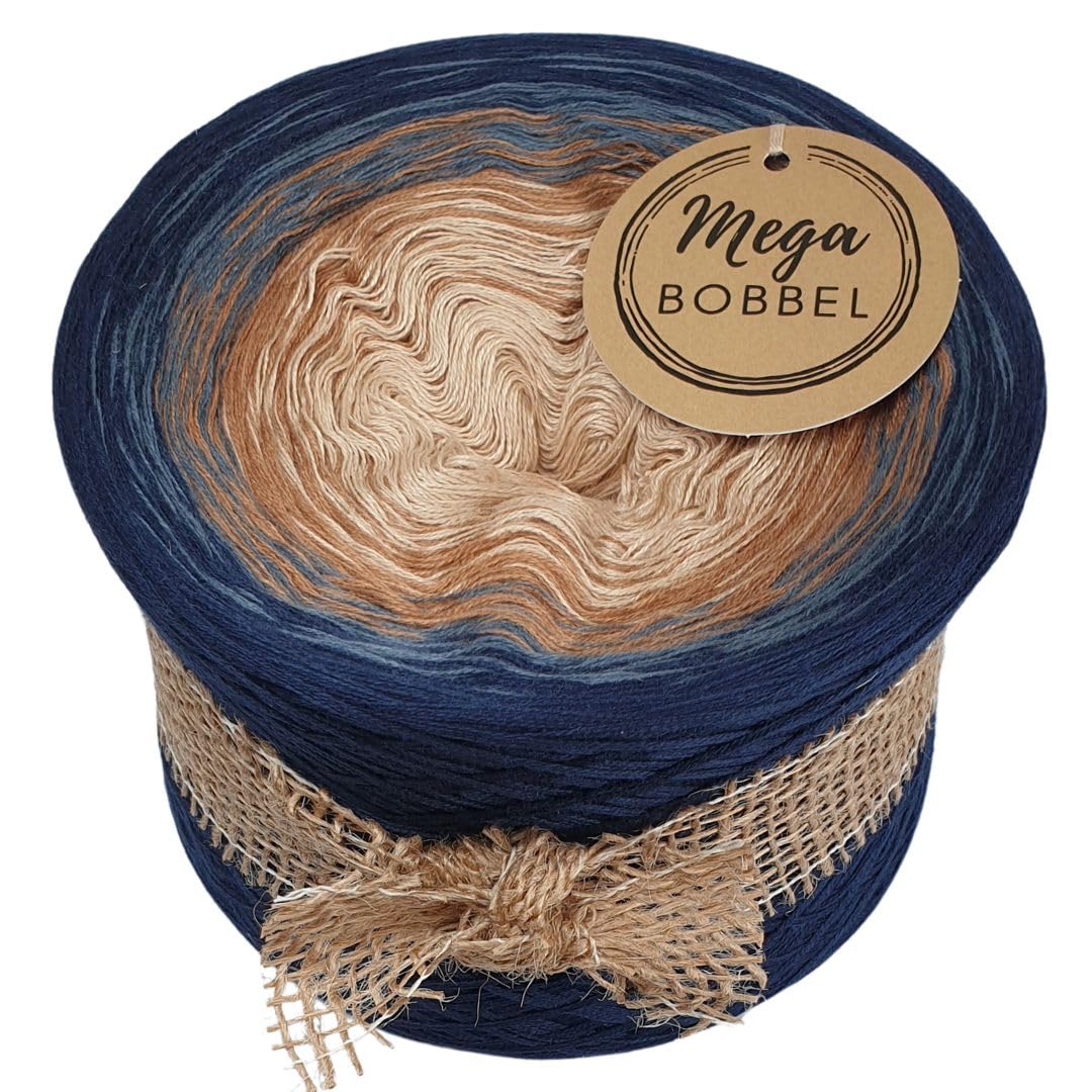MegaBobbel*Blaubraun*A411* (Außenfarbe: Schatten) Farbverlaufsgarn - Lace Garn Bobbel Wolle zum Häkeln & Stricken (4 fädig, 3750m)