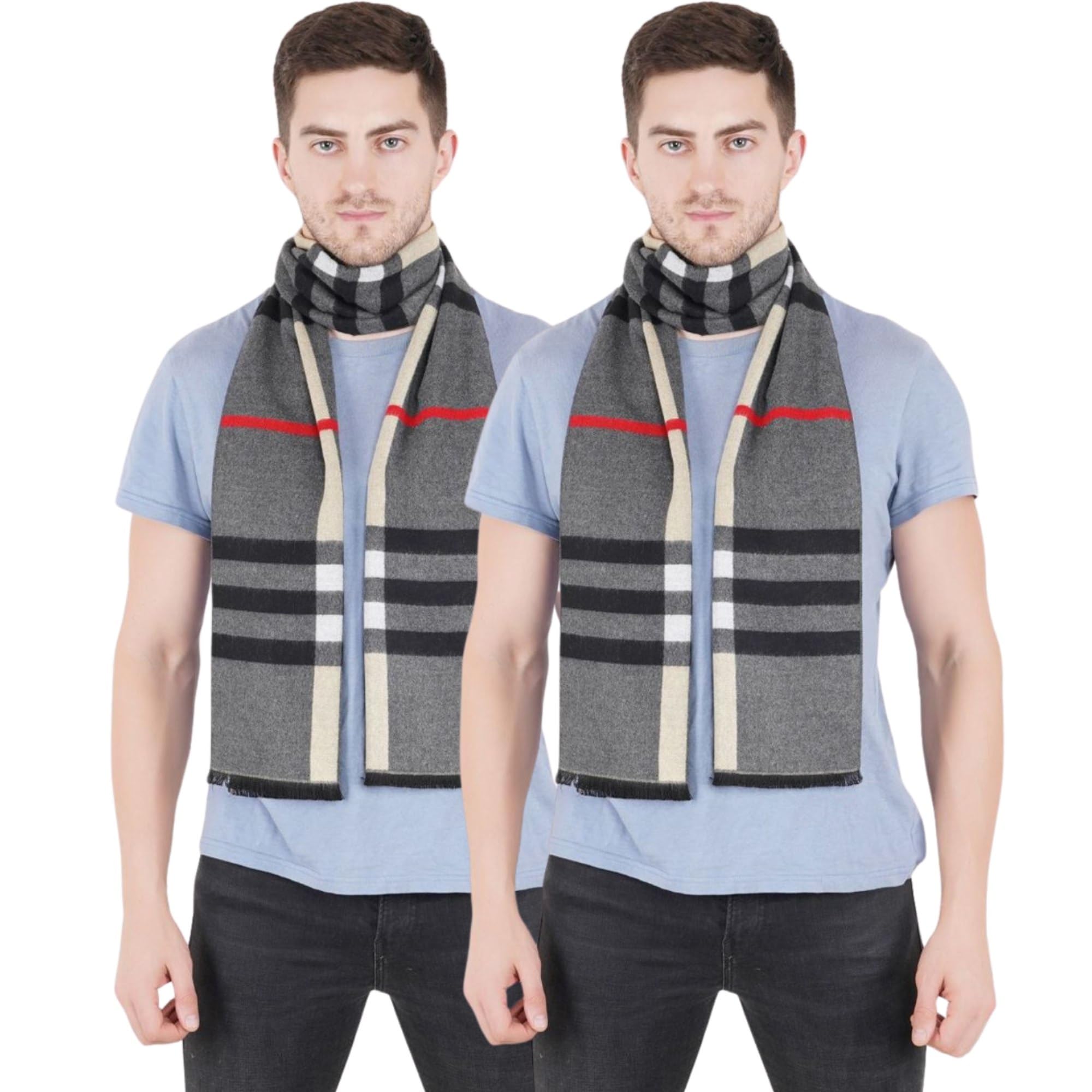 khwaish store Men's Scarves, Autumn and winter scarves for men's diamond patterned wool with a fashionable and warm feel scarf (Multicolor)-picture-34