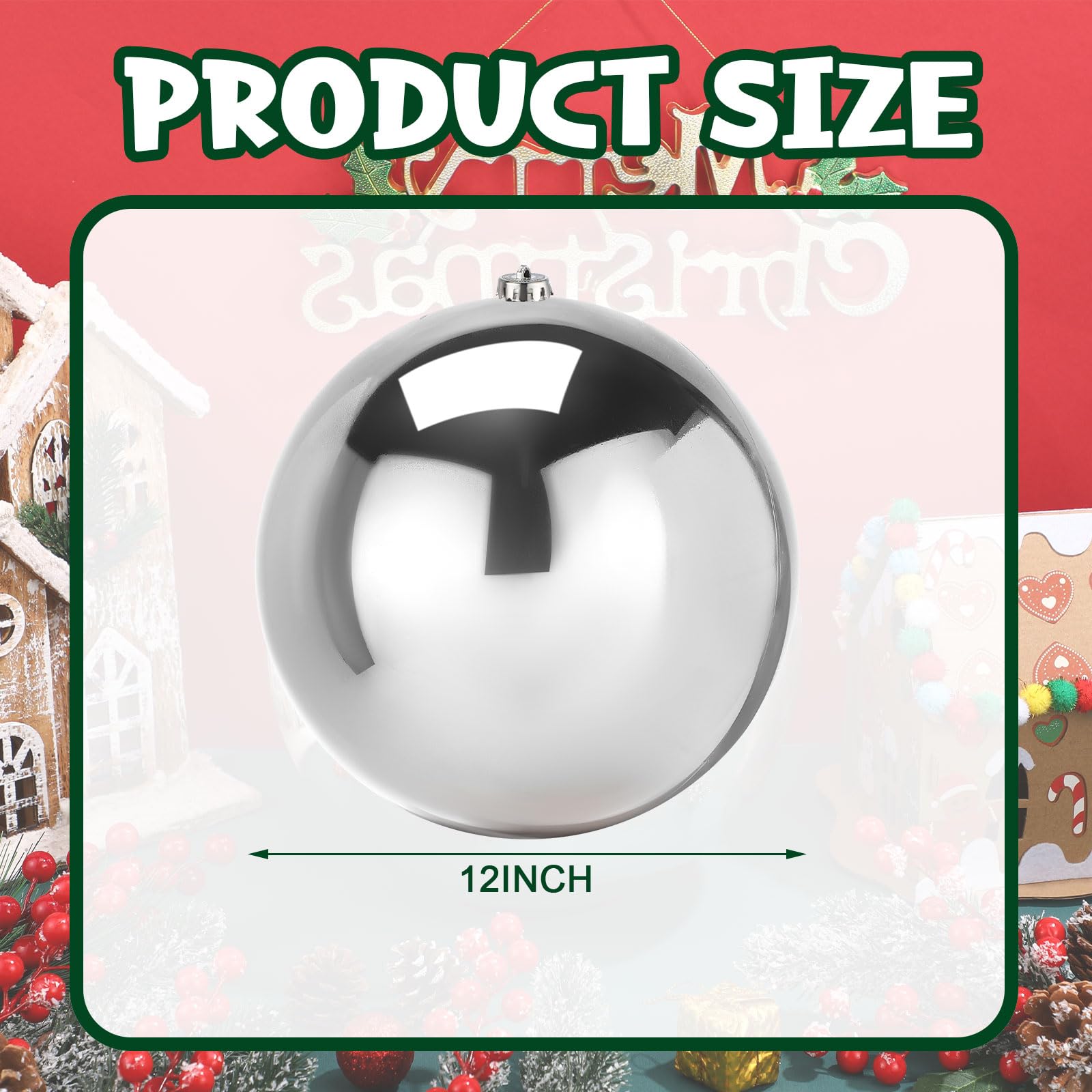 Hiboom Grandes boules de Noël en plastique de 30,5 cm - Boules décoratives de Noël pour extérieur, mariage, vacances, extérieur, pelouse, cour, arbre - Décoration intérieure et extérieure (argenté)