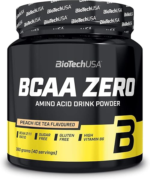 BioTechUSA BCAA Zero - Aminoácidos Esenciales en Polvo | 6g BCAA con L-Leucina Instantánea | Vegano | Sin Azúcar, Sin Lactosa, Sin Gluten, 360 g, Té helado con melocotón