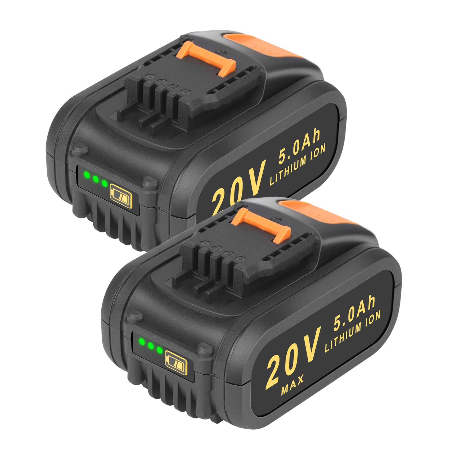 2X 5.0Ah Batterie de Remplacement pour Worx 20V Batterie Lithium Batterie Compaitble pour Worx 20 Volt WA3551 WA3553 WA3572 WA3641 WX390 WX176 WX178 Batterie