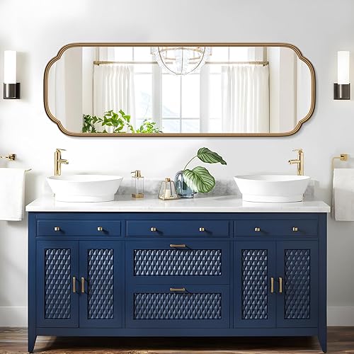 Miniatura 8 de Espejo largo dorado de longitud completa de 48 x 16 pulgadas para montar en la pared con marco de metal que no se oxida, espejo moderno de cuerpo