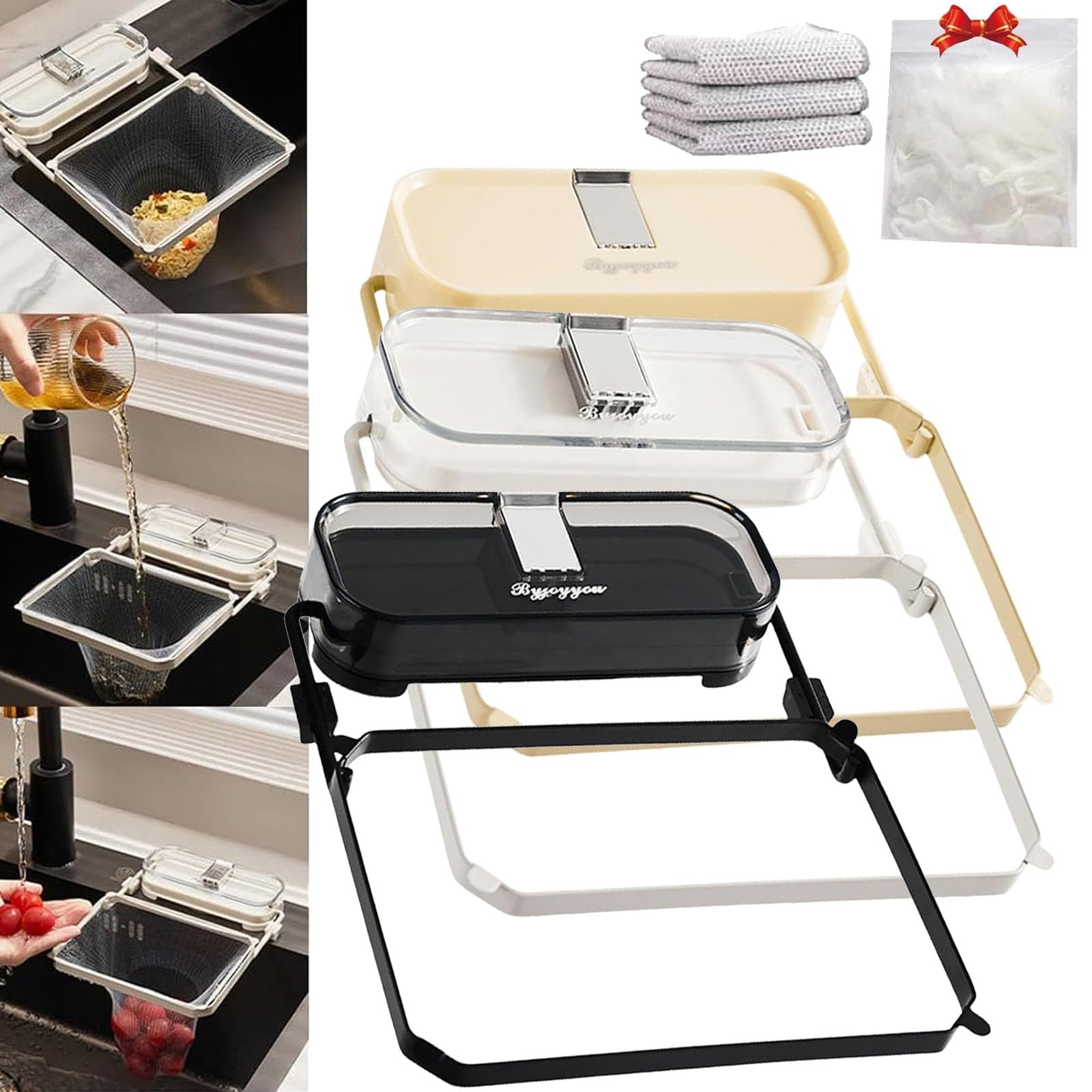 NNBWLMAEE Sink Drain Rack With Strainer, Kitchen Sink Drain Rack With Strainer, Suction Cup Sink Strainer, Sink Drain Strainer for Easy Waste Disposal (3pcs)