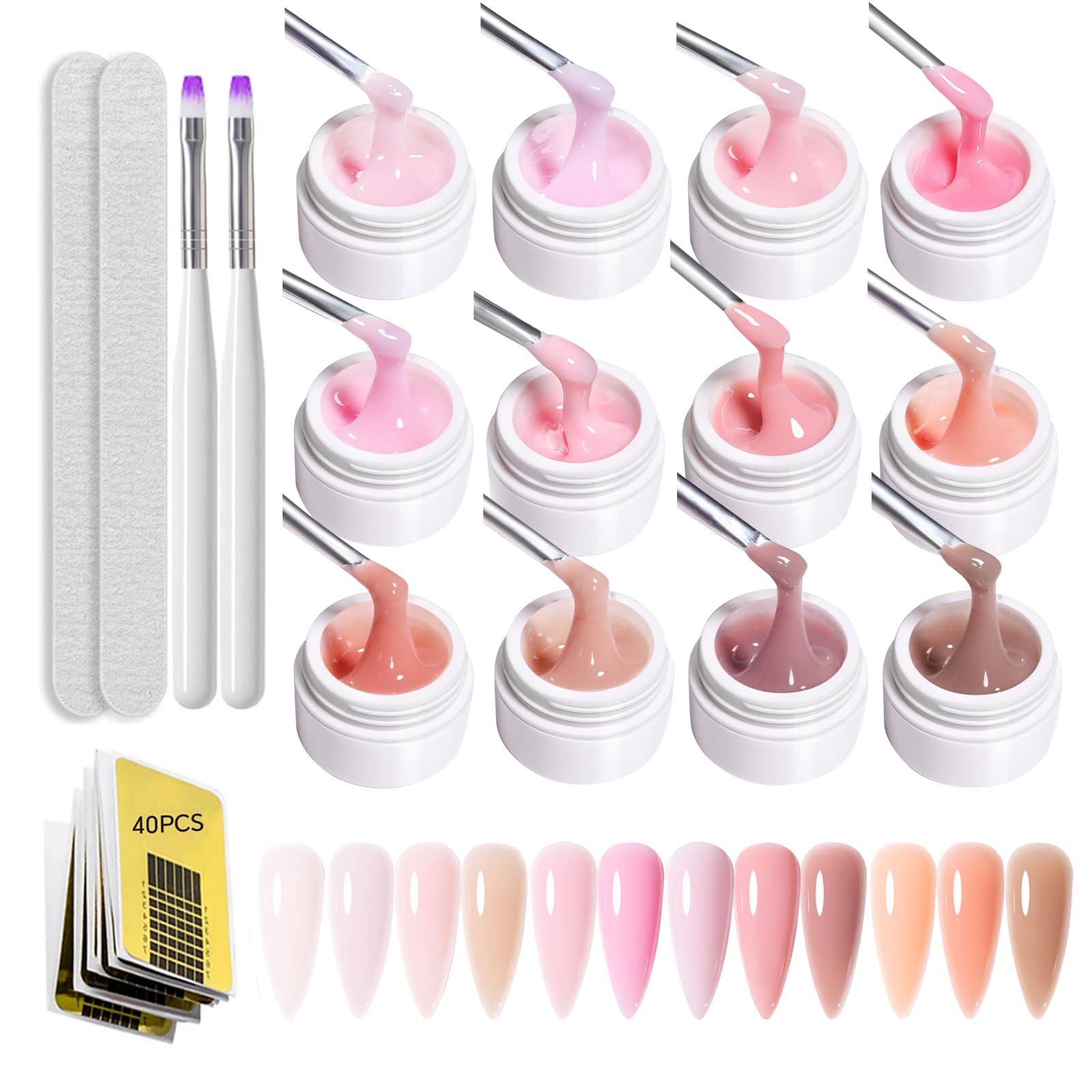 GZSYY Aufbaugel für Gelnägel Builder Gel für Nägel 12 Farben Fiberglas Gel Nägel Builder Nail