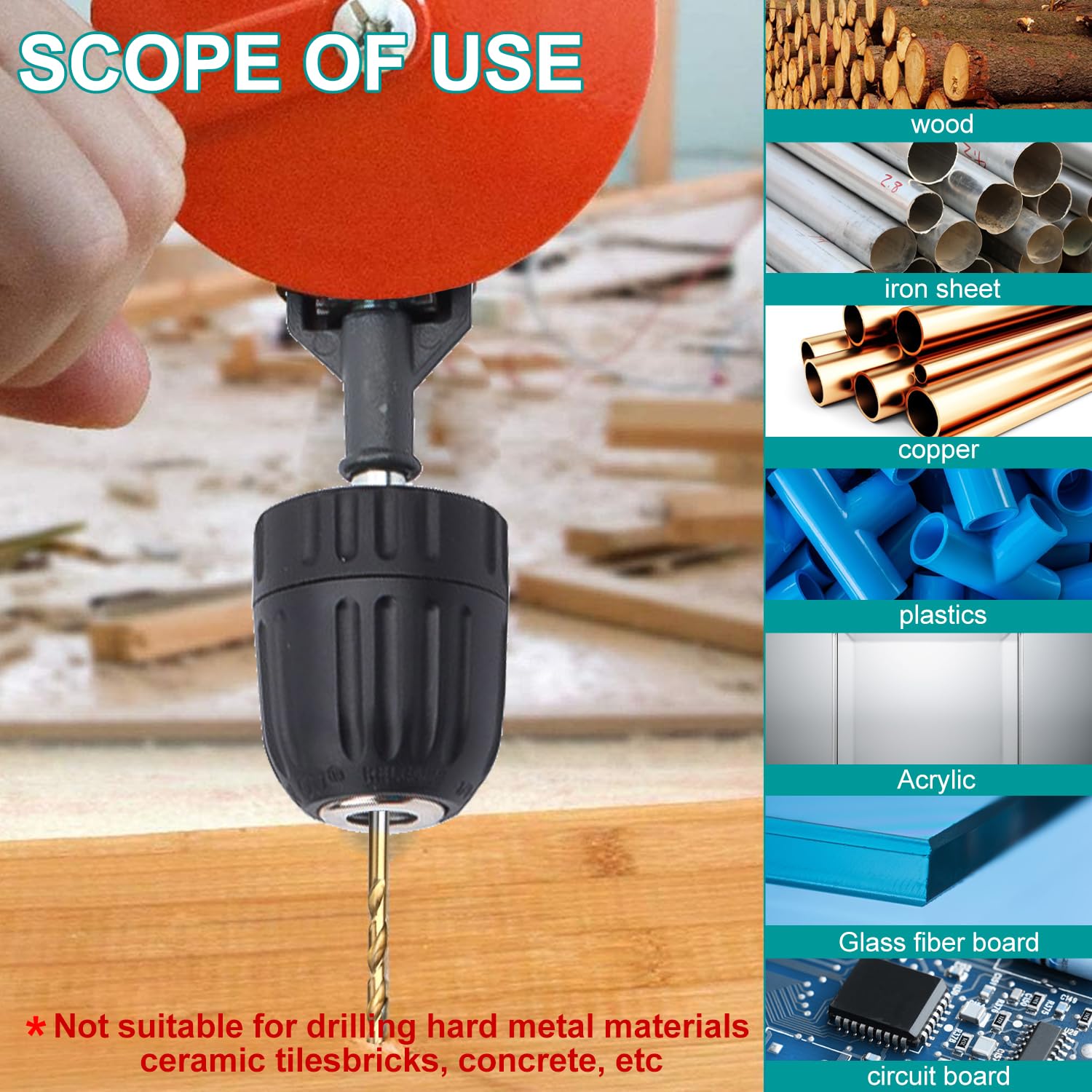 Mini Trapano a Mano per Legno, 3/8 (1.5-10 mm) Pollice 45# Acciaio Trivella a Mano, con 13 Punte da Trapano, All'aperto Mini Trapano per Legno per Praticare dei Fori in Legno, Bambù, Ottone (1)