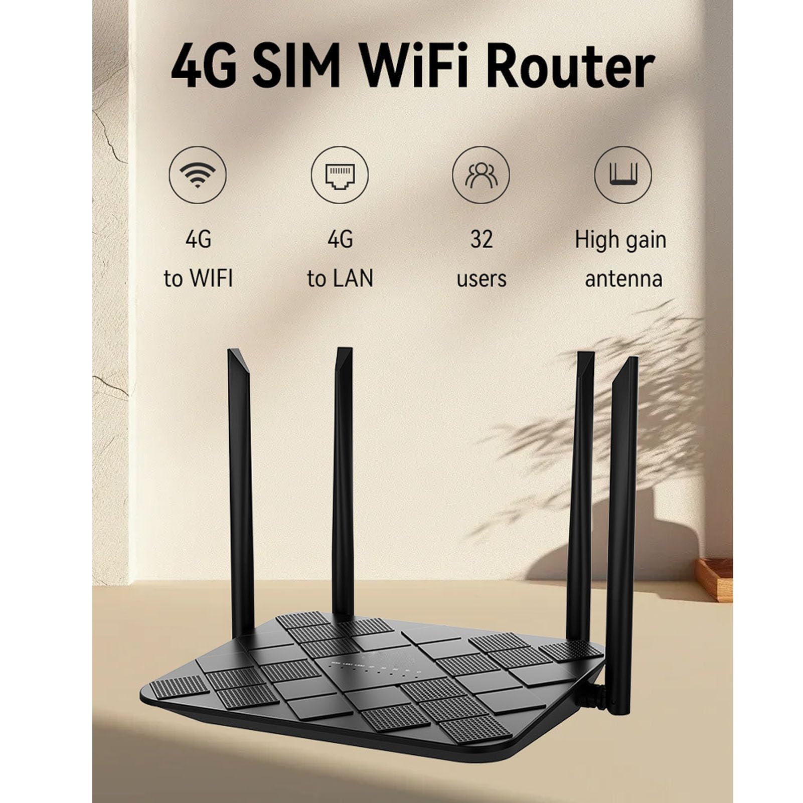 Annadue Router Portatile per Viaggi, 300 Mbps 4G LTE Sbloccato Mobile Hotspot Dispositivo con Slot SIM Card, 4 Antenne Ad Alto Guadagno Router Portatile per la Casa
