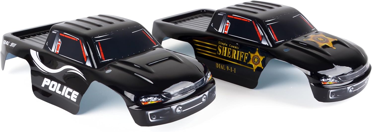 SummitLink Custom Body Compatible for 1/10 Scale RC Car or Truck (Truck not Included) (Police Black)
