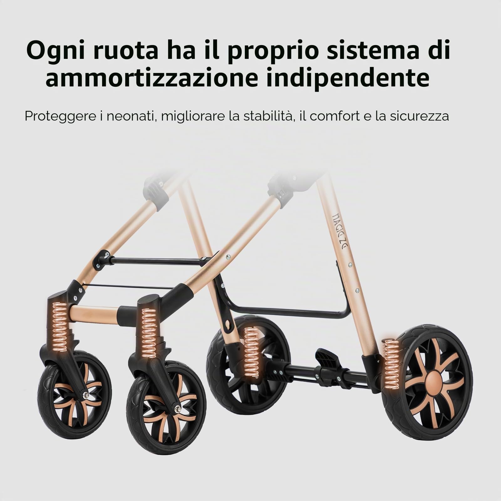 MoLi Passeggino 3 in 1, Passeggino Trio con Doppia Modalità Push Reversibile, Trio Passeggino Neonati in Alluminio Pieghevole, Carrozzina per Neonati con Grande Navicella (225 Dark Grey)