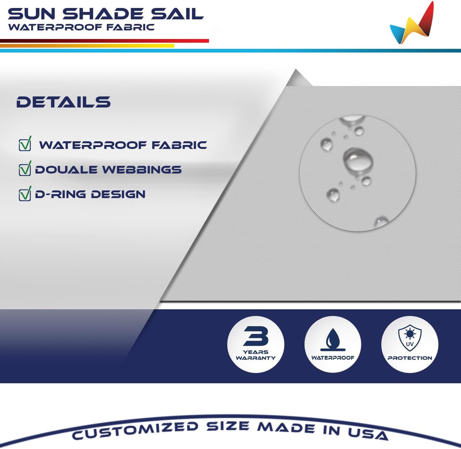 Windscreen4less 16'x16'x16' Waterproof Sun Shade Sail Triangle Shade Canopy Cover UV Block with Hardware Kit for Backyard Patio Deck Balcony Pergola Garden Outdoor (Light Gray)