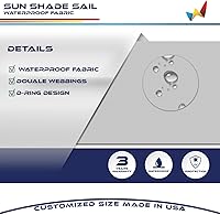 Vista 3 de Windscreen4less Vela de Sombra Solar Impermeable de 10'x10' Rectangular Cubierta de Toldo con Bloqueo UV para Patio Trasero, Terraza, Cubierta, claro
