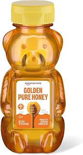 Amazon Grocery Golden Pure Honey 12oz - 100% Pure Natural Sweetener, No Additives, Fat-Free