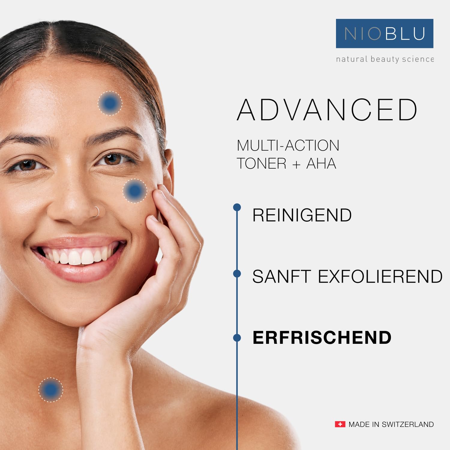 Multi Action Toner + AHA 150 ml – Tonisierend, regenerierend und peelend – Mit Hyaluronsäure und natürlichen Extrakten – Für jeden Hauttyp