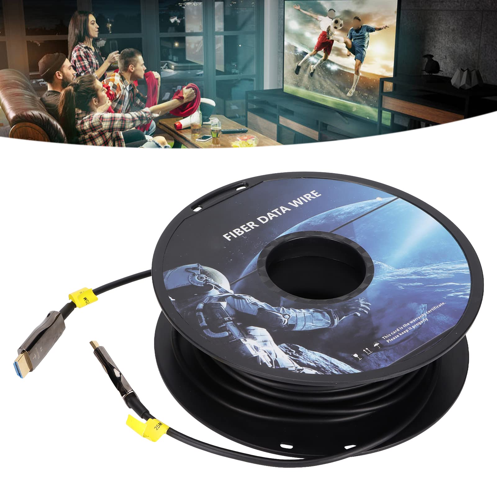 Szybki światłowodowy Kabel Interfejsu Multimedialnego HD 4K z Ciemnymi i Wysokiej Rozdzielczości Obrazami, Kompatybilny z IOS TV 4K, Projektorem, Czarny (25 m / 82 stopy)