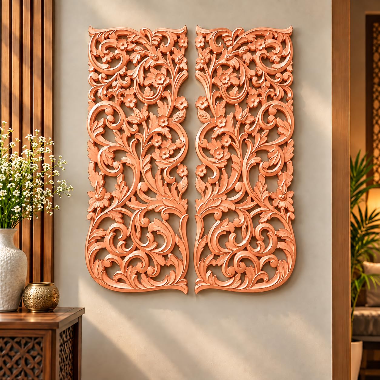 Floral MDF Wall Panel - Walnut Design -11