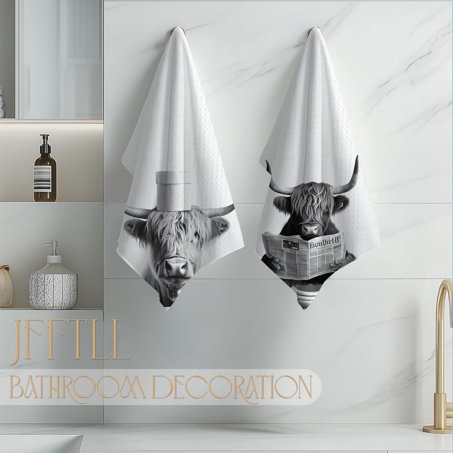 Cow Bathroom Decorative Towels - Cow Gifts Hand Towel, Funny Cows Decorative Hand Towels for Bathroom, 16x24 Inch Set of 2 - Image 4