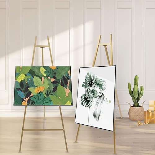 Miniatura 8 de Paquete de 2 soportes de caballete de piso, soporte de exhibición plegable, altura ajustable, soporte de caballete dorado para bodas, tiendas,