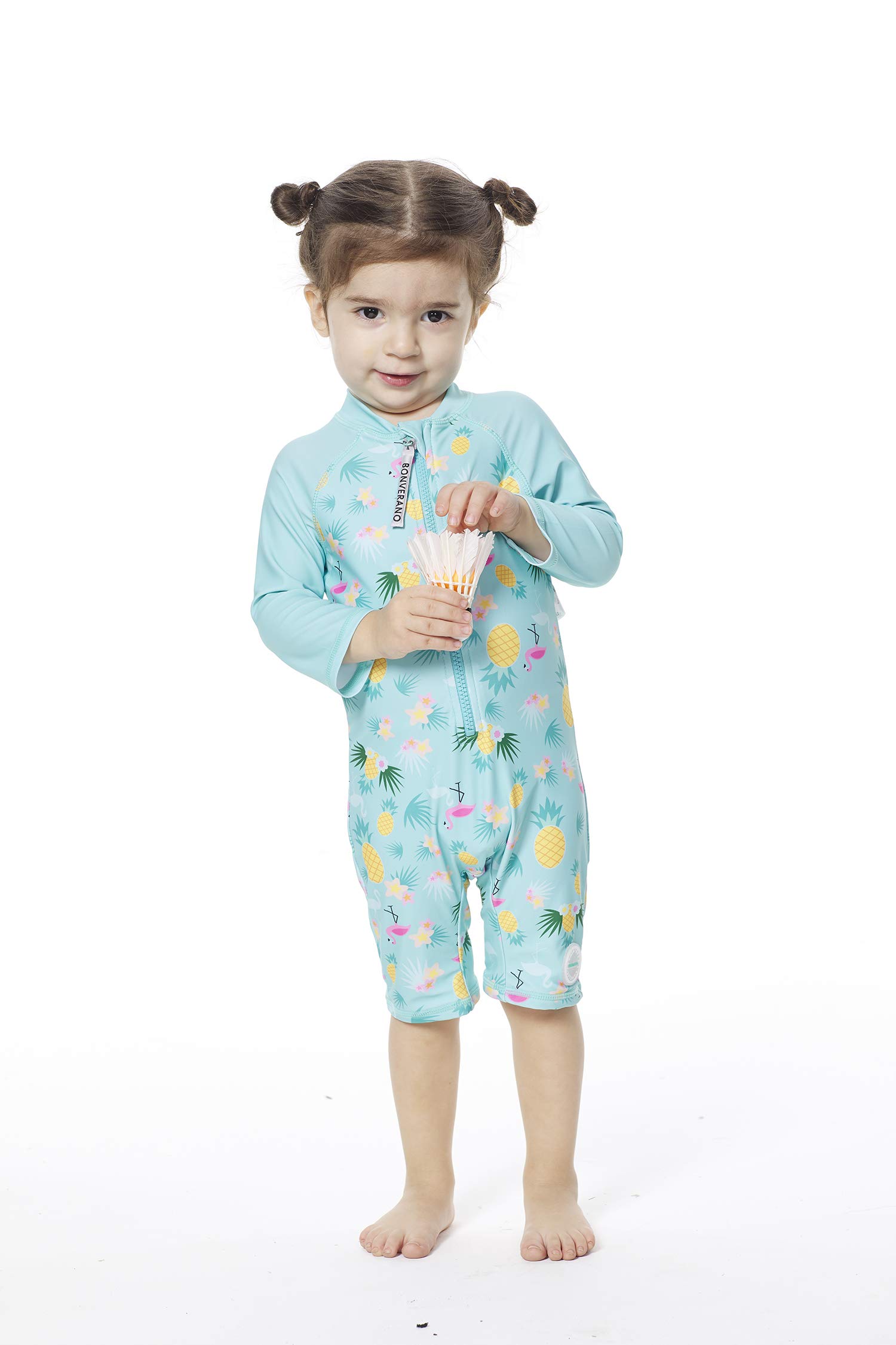 BONVERANO Baby Mädchen Badeanzug EIN stück 3/4 der ärmellänge UV-Schutz 50+ Kleidung MIT Einem Reißverschluss…