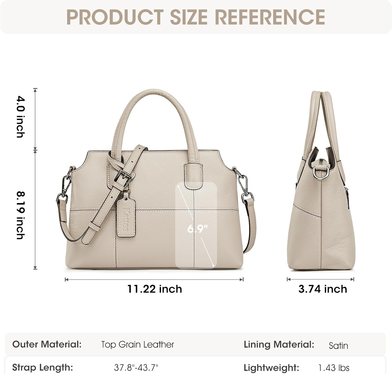 Kattee Genuine Leather Handbags for Women, Soft Hobo Satchel Shoulder Crossbody Bags Ladies Purses - Image 4