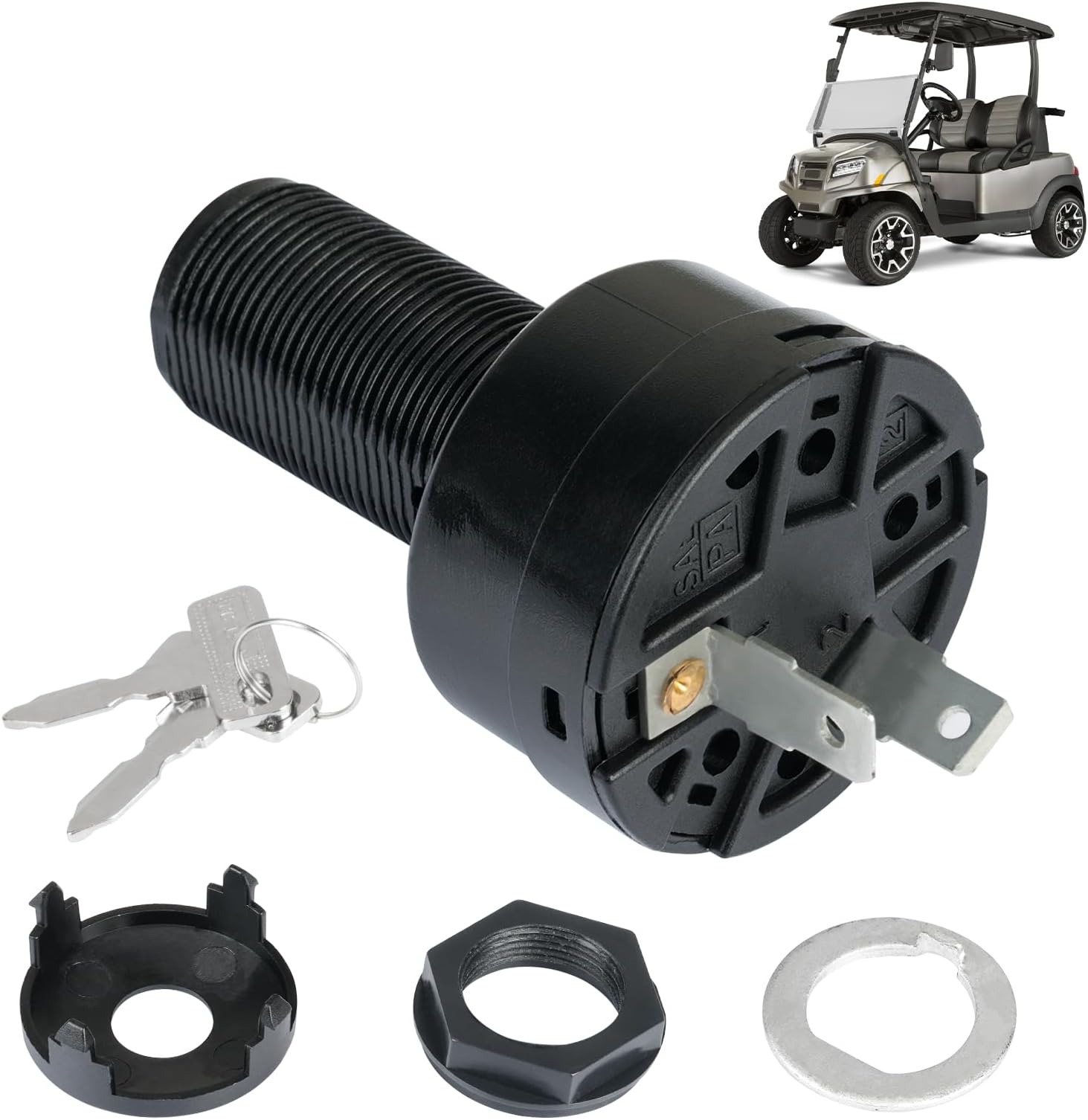 Panglong Precedent Ignition Switch - 2 Terminal, Club Car Ignition Key Switch for 2004-up Precedent and 2018-up Tempo Electric Golf Cart, OEM# 102508601