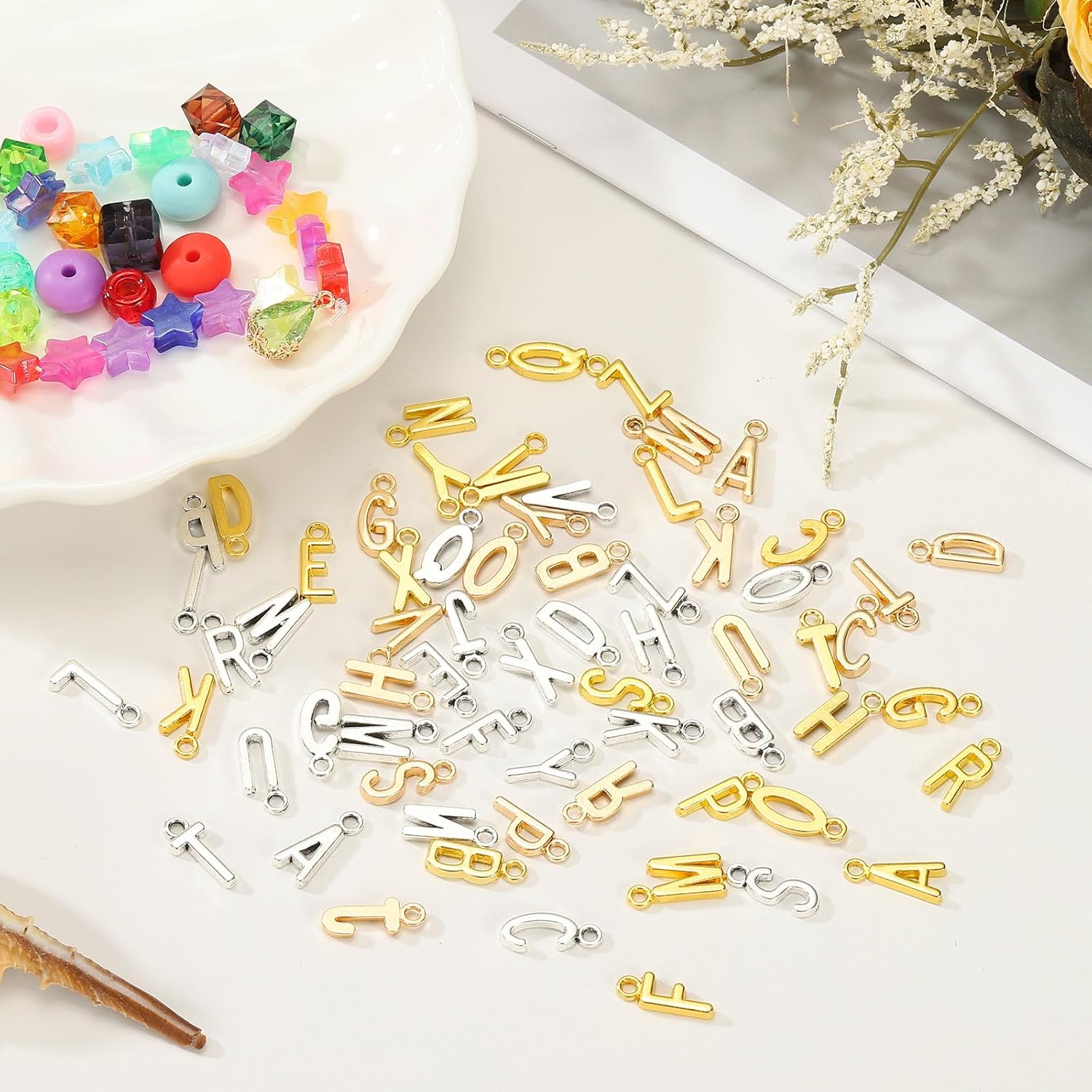 PATIKIL Letter Charm, Alphabet Initial Pendant Charm Bulk Cute DIY for Jewelry Making Bracelets Keychains Crafts - Image 6