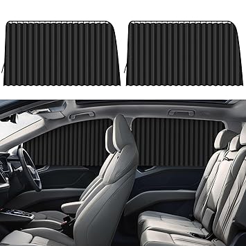 ZATOOTO Car Side Window Sun Shade - Magnetic Privacy Sunshades Window Curtain Keeps Cooler Screen for Baby Sleeping Black (2 Pcs)