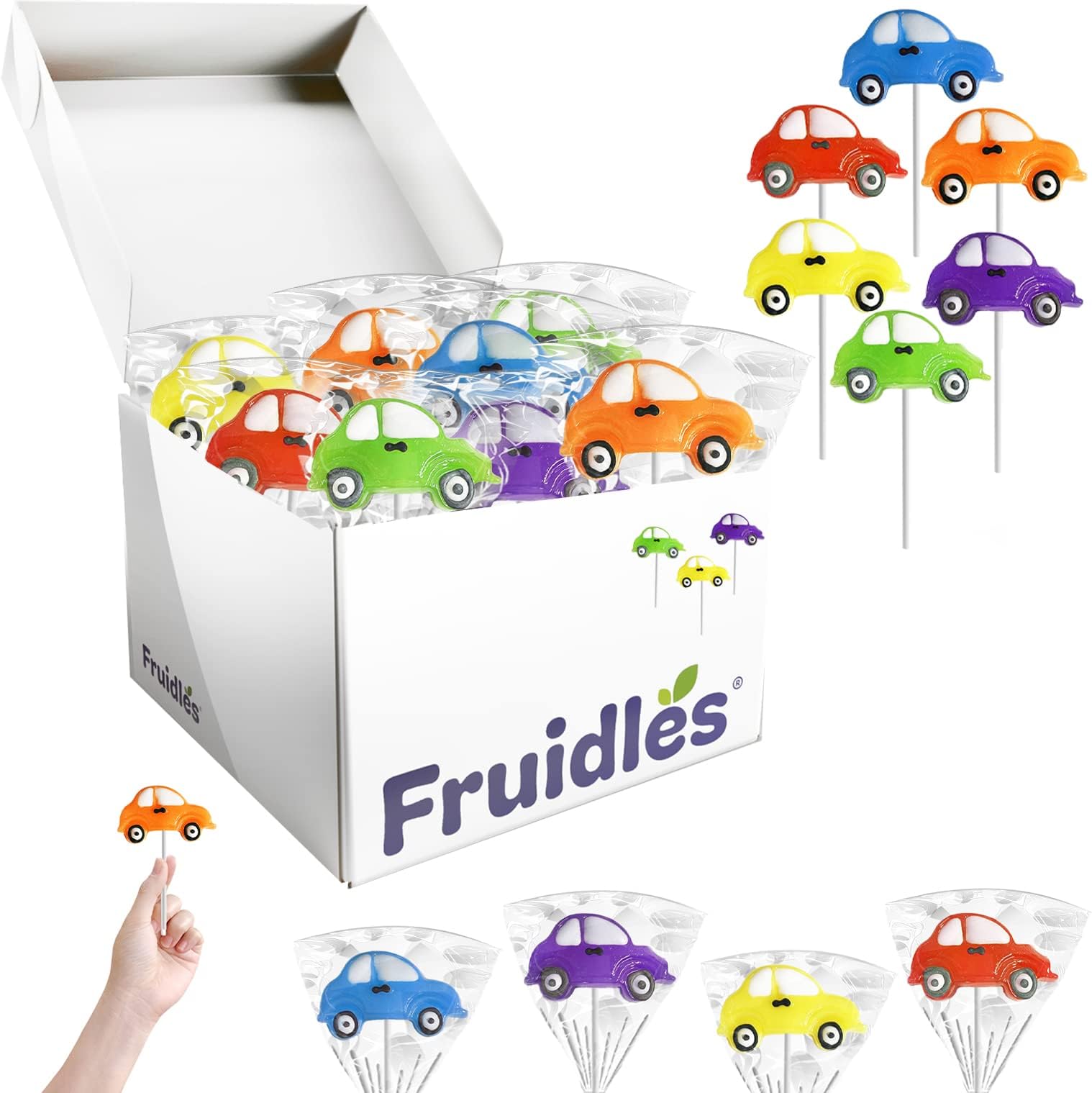 Car Lollipops Suckers, Fat-Free, Great for Birthday Parties, Events, and Goody Bag Fillers, Party Favors, Individually Wrapped Pops (24-Pack)