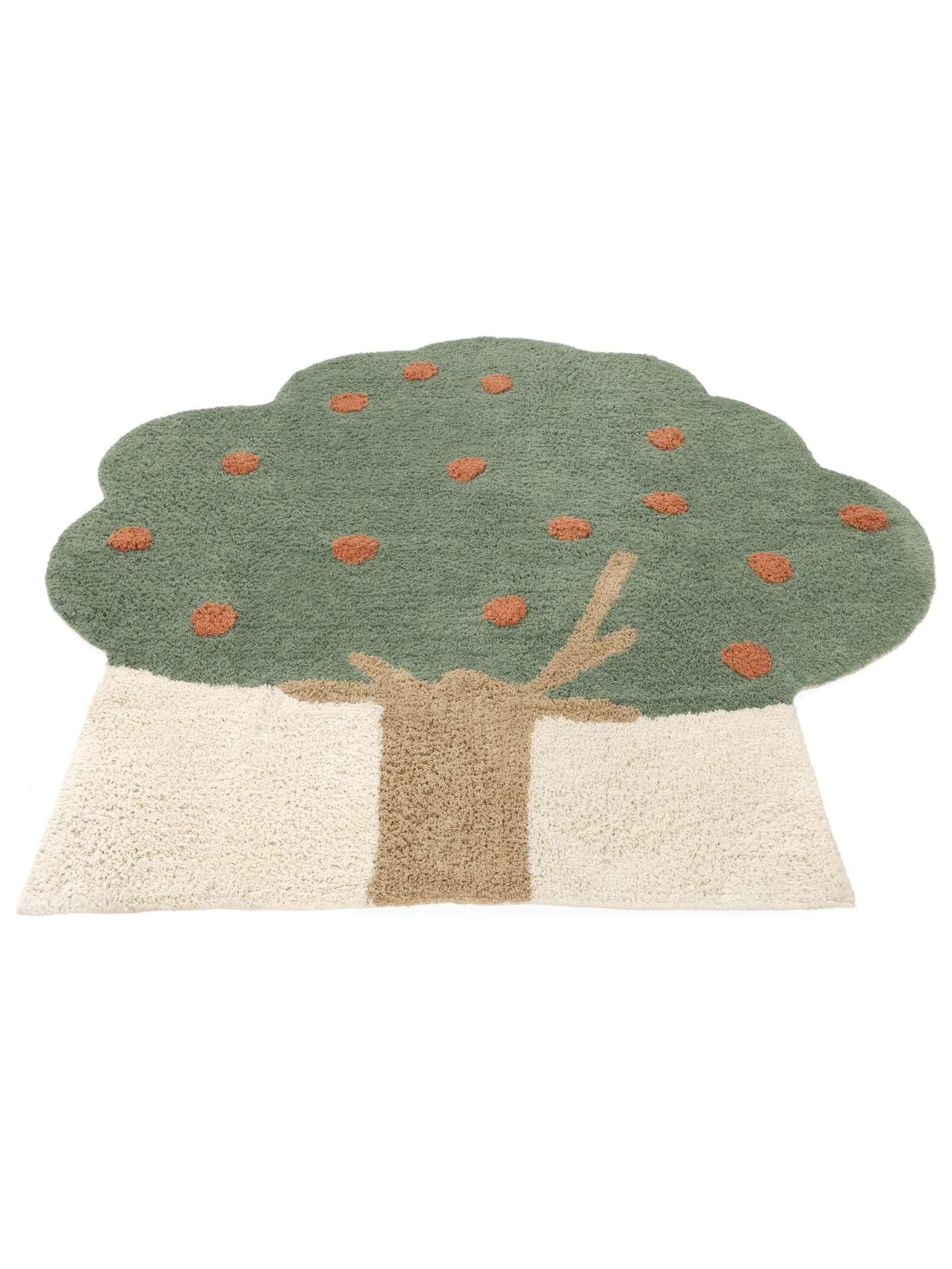 RugVista Apple Tree, Tapis pour Enfants, Modernes, 150 x cm, Poil Ras, Chambre d'enfant, Lavage en Machine, sans Produits Chimiques Dangereux, Vert/Terracotta