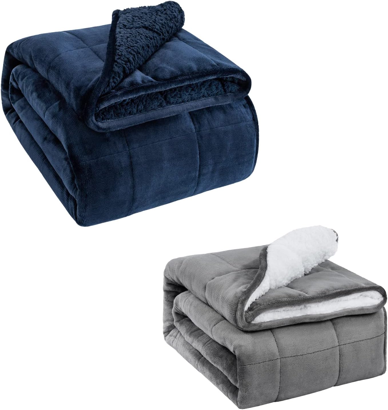 Uttermara 15 lbs Sherpa Fleece Weighted Blanket, Dual Color & Unicolor, Ultra Cozy Sherpa and Super Soft Flannel Thick Fuzzy Bed Blanket