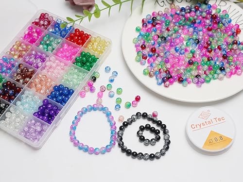 Miniatura 59 de Pamir Tong 1500 cuentas redondas de vidrio de 0.236 pulgadas a granel, cuentas de jade imitativo, cuentas sueltas para hacer joyas, aretes, collares