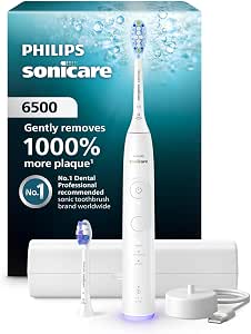 Philips Sonicare 6500 Rechargeable Electric Toothbrush, 2 Brush Heads, White