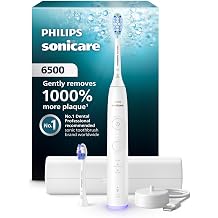 Philips Sonicare 6500 Series Electric Toothbrush - Next-Generation Sonicare Technology, Pressure Sensor, 9 Brushing Settings, SmarTimer, BrushPacer, 21-Day Runtime, Travel Case, White, HX7410/10