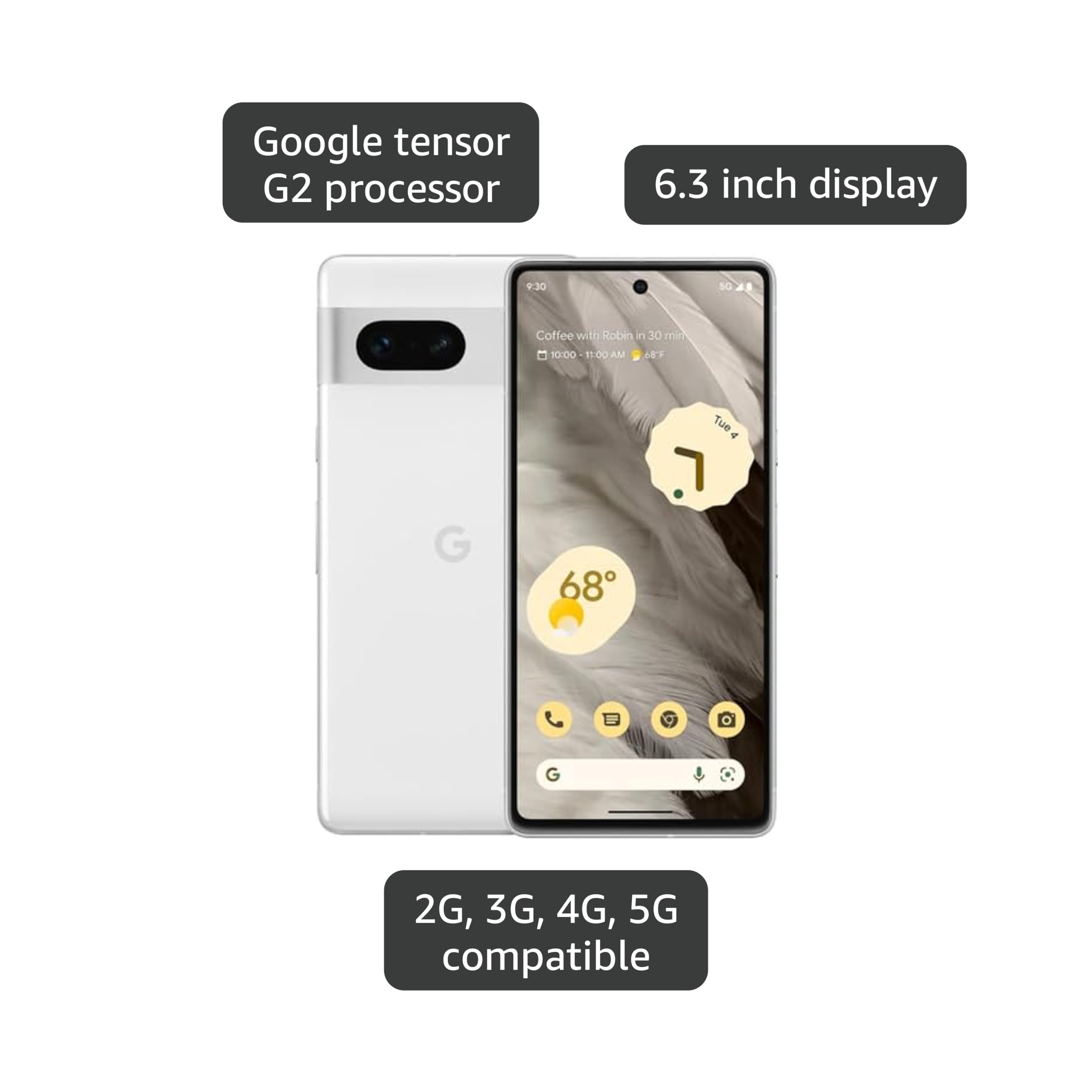 Amazon.com: Google Pixel 7 5G (128GB, 8GB) 6.3 吋,Android 13 (GSM