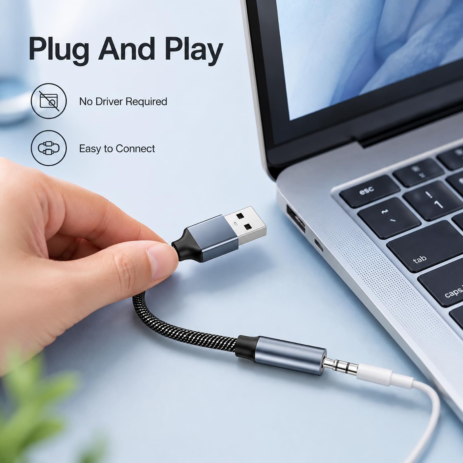 USB auf 3,5 mm Klinke Adapter, Externe USB Soundkarte Mikrofon Audioausgang USB A auf AUX TRRS Konverter Kopfhörer Headset Lautsprecher kompatibel PC Laptop Desktop PS4 PS5 Linux Mac OS Chromebook