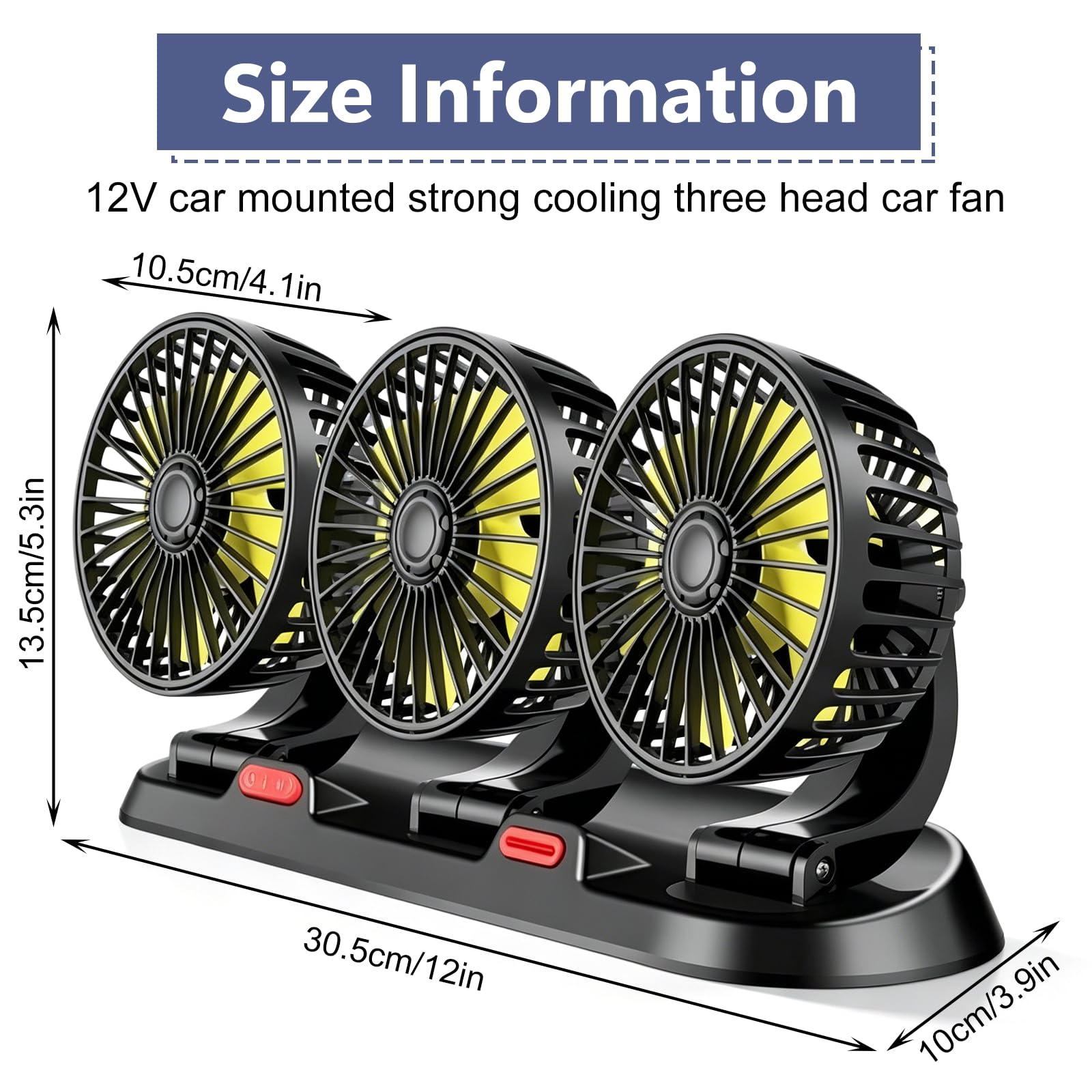 Ventilatore auto a tre teste: ventilatore da 12 V, 3 velocità, ventilatore universale con ventosa, ventilatore estivo a basso rumore per auto, furgone, camper, barca, berlina, camion