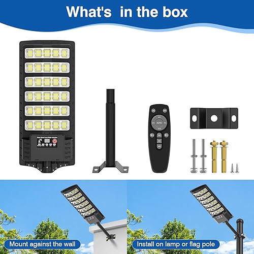 Miniatura 8 de Farolas solares impermeables para exteriores, 50000 lúmenes, luz de inundación gran angular de 320, luz LED de estacionamiento solar con sensor de