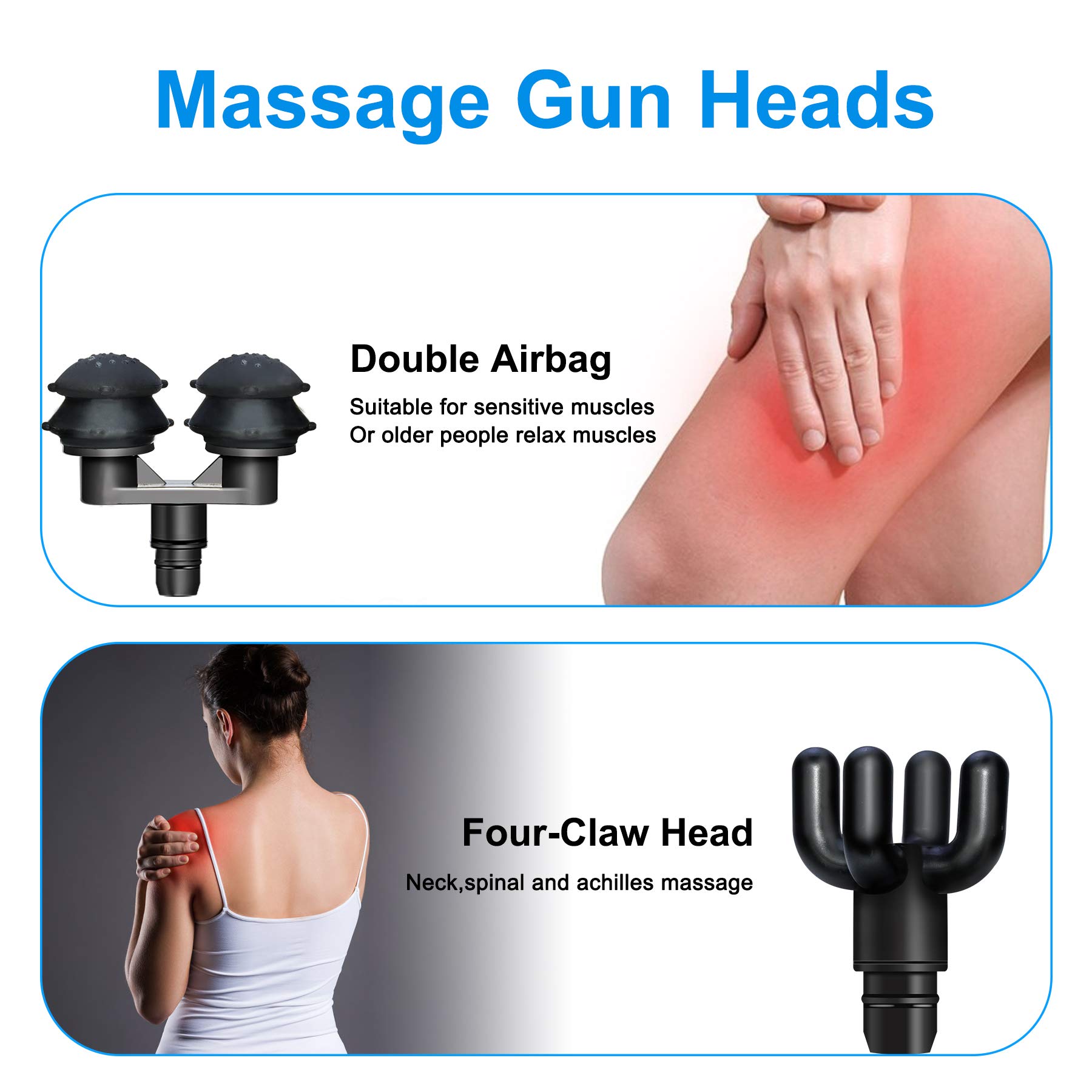 Massage Gun Heads Muscle Massage Gun Head Replacement, 6 Pack Massage Gun Adapter, Deep Tissue