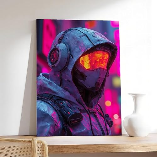 Miniatura 7 de XAHOR Impresión de dibujos animados retro Cyberpunk de los años 90, decoración de pared de arte callejero neón, póster de lienzo para jóvenes