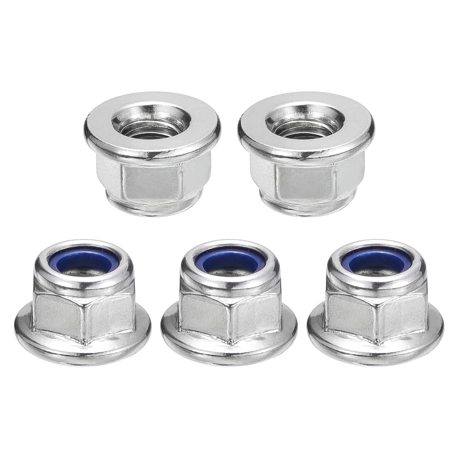 uxcell M8x1.25mm Flange Nylon Insert Lock Nuts, 10Pcs 304 Stainless Steel Metric Hex Lock Nuts Self Locking Nuts for Industrial Construction Fasteners