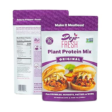 Dojo Fresh Original Plant Protein Mix – Plant Based Meat Alternative for Meatless Crumbles Nuggets Patties, etc - Vegan, Soy Free, Non-GMO, Shelf Stable - 32g of Protein Per Serving, (8 oz, Pack of 1)
