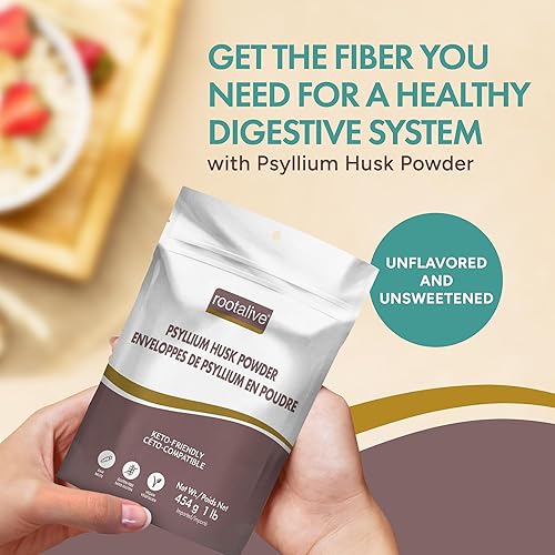 Miniatura 2 de Polvo de cáscara de psyllium, suplemento de fibra natural para apoyo digestivo, polvo de superalimento sin azúcar con fibra soluble e insoluble,