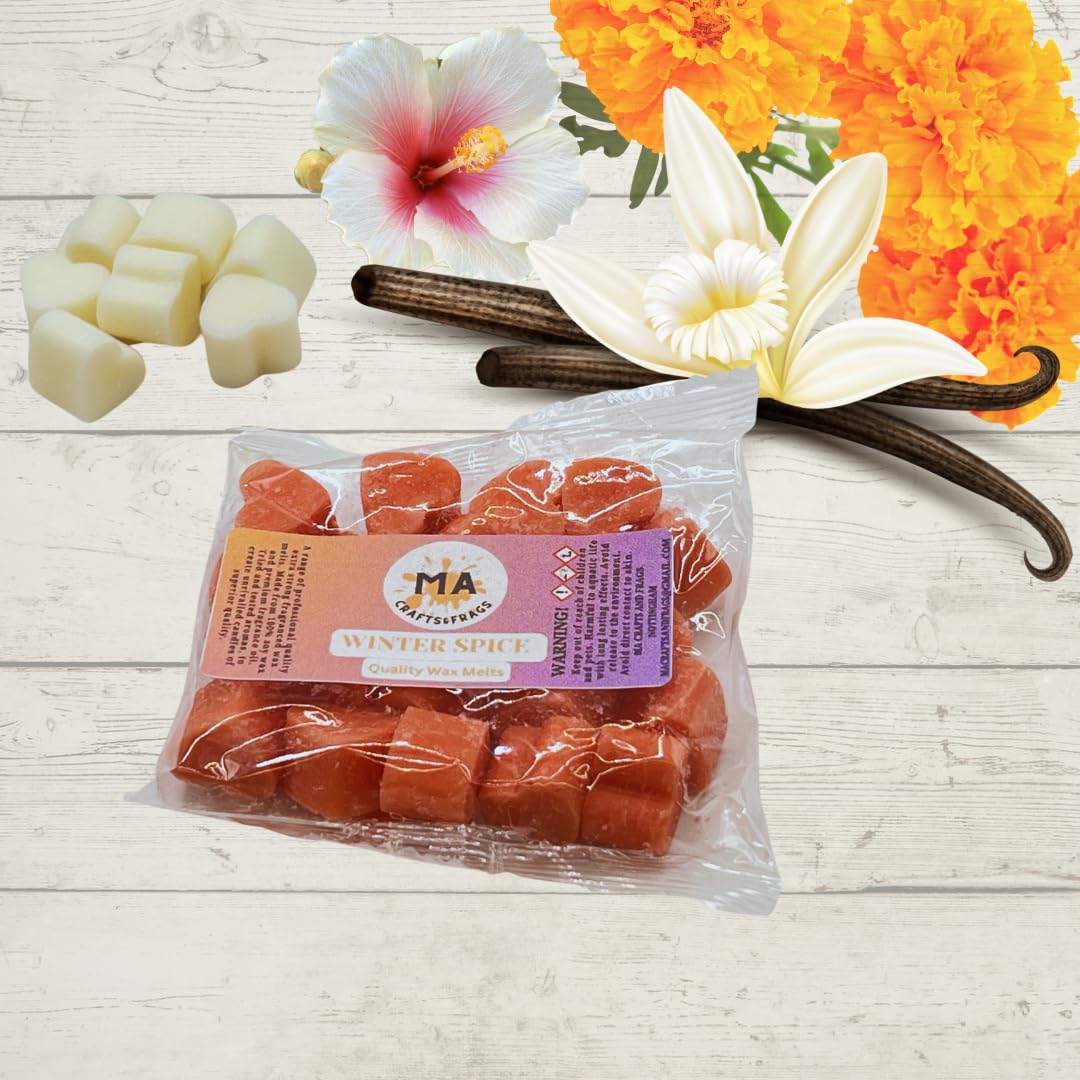 20 x Highly Scented Wax Melts Mini Hearts Handmade, Cruelty Free, Vegan Many fragrances (Winter Spice)